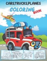 Cars, Trucks, Planes Coloring Book