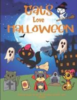 Cats love Halloween Coloring and activity book for kids : Halloween Activity Book for Kids Connect the Dots, Mazes,coloring pages,Celebrate Halloween Trick or Treat Halloween Children Coloring book