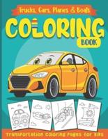 Trucks, Cars, Planes & Boats Coloring Book