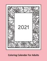 2021 Coloring Calendar For Adults