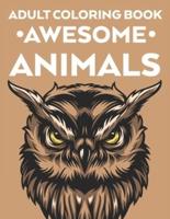Adult Coloring Book Awesome Animals