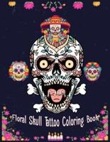 Floral Skull Tattoo Coloring Book For Adults
