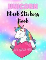 Unicorn Blank Stickers Book for Girls 4-8