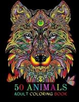 50 Animals Adult Coloring Book