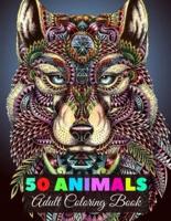50 Animals Adult Coloring Book