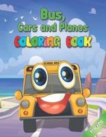 Bus, Cars and Planes Coloring Book