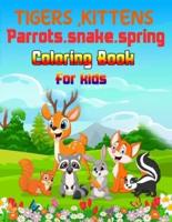 Tigers, Kittens, Snake, Spring Coloring Book For Kids