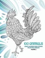 Adult Coloring Book Stress Relieving Designs Volume 2 - 100 Animals