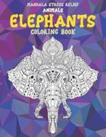 Coloring Book Animals - Mandala Stress Relief - Elephants