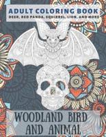 Woodland Bird and Animal - Adult Coloring Book - Deer, Red Panda, Squirrel, Lion, and More