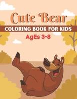 Cute Bear Coloring Book for Kids Ages 3-8