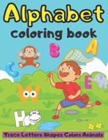 ABC Alphabet Coloring Book Trace Letters Shapes Colors Animals
