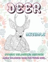 Adult Coloring Book for Young Girl - Animals - Stress Relieving Designs - Deer