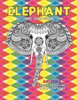 Coloring Book Geometric Animals - Stress Relieving Animal Designs - Elephant