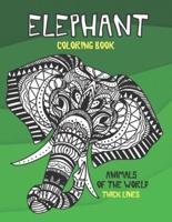 Animals of The World Coloring Book - Thick Lines - Elephant