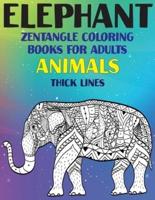 Zentangle Coloring Books for Adults - Animals - Thick Lines - Elephant