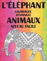 Coloriages Zentangle - Niveau Facile - Animaux - L'éléphant