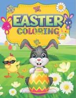 Easter Coloring : An Activity Book and Easter Basket Stuffer for Kids with 50 Unique Design of Coloring ,Mazes ,Dot to Dot and More.