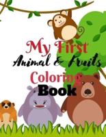 Animal & Fruit Coloring Book: Animals, Fruits, Alphabets Coloring Book with Letter tracing for Girls and Boys Ages 4-8, Children Activity Book for Kindergarten and Preschools, Early Learning Educational Books