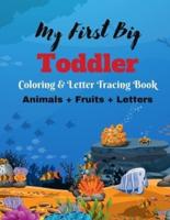 Animal & Fruit Coloring & Letter Tracing Book: Funny Animals, Fruits Coloring Book with Letter tracing for Girls and Boys Ages 3-8, Kids & Toddlers Children Activity Book for Kindergarten and Preschools, Early Learning Educational Books