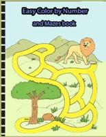 Easy Color by Number and Mazes Book