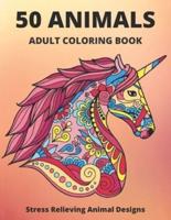 50 Animals Adult Coloring Book Stress Relieving Animal Designs