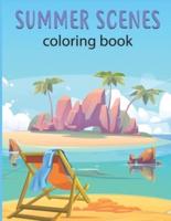 summer scenes coloring book :  Peaceful Nature Beach Scenes, Ocean Life and Beautiful flowers, animal   Coloring pages