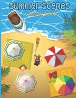 summer scenes coloring book : An Adult Color pages with Beach Scenes, Ocean Life, Nature and Beautiful tree flowers  Relaxing activity Color Pages