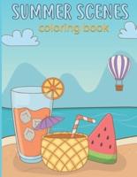 summer scenes coloring book : An Adult Color pages with Beach Scenes, Ocean Life   Peaceful Nature Scenes   Beautiful tree, flowers animal   activity Color Pages