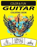 GUITAR COLORING BOOK: Mind-Blowing, Wonderful, Fantastic Stress Relieving Unique Edition Guitar Adults Relaxation Coloring Book