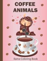 Coffee Animals Llama Coloring Book