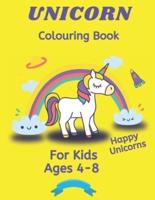 UNICORN Coloring Book : For Kids Ages 4-8 HAPPY Unique Unicorns 100 Colouring Pages 80+ Unicorns Yellow Version