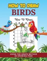 How  to Draw birds: using graph method   Easy-to-follow, step-by-step instructions for drawing 60 different birds   tropical plants with birds sky blue color background