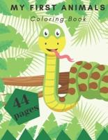 My First Animals Coloring Book : For Kids Ages 4-8, Toddlers, Boys & Girls, Preschoolers & Kindergartens, Includes Many Categories of Animals (Jungle, Underwater, Exotic, Wild, Woodland, Farm, Sea Creatures)