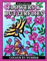 Flowers & Butterflies: Colour by Number Coloring Books for Kids and Adults
