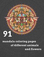 91 Mandala Coloring Pages of Different Animals and Flowers