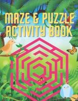 Maze And Puzzle Activity Book:  Large-Print Puzzle Maze Activity Book For Adults