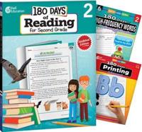 180 Days Reading, High-Frequency Words, & Printing Grade 2: 3-Book Set