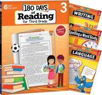 180 Days(tm) Reading 2nd Ed, Writing, Spelling, & Language Grade 3: 4-Book Set