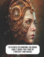 50 Pages Steampunk Coloring Adult Book for Fans of Fantasy and Magic