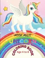 Moon Multi Unicorn Coloring Book