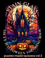 Stain-Glass Adult Halloween Coloring Book