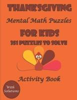 Thanksgiving Mental Math Activity Book Puzzles for Kids