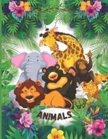 Coloring Book Easy and Funny With Cute Animals for Kids Age 4-8