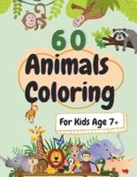 60 Animals Coloring for Kids Age 7+