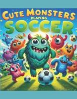 Coloring Book - Cute Monsters Playing Soccer