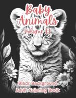 Baby Animals Black Background Coloring Book For Adults