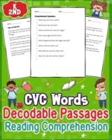 CVC Words Decodable Passages Kindergarten Reading Comprehension for K - 2nd
