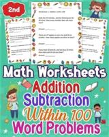 Math Worksheets Addition and Subtraction Within 100, Word Problems 2nd Grade