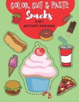 Color, Cut and Paste Snacks Activity for Kids